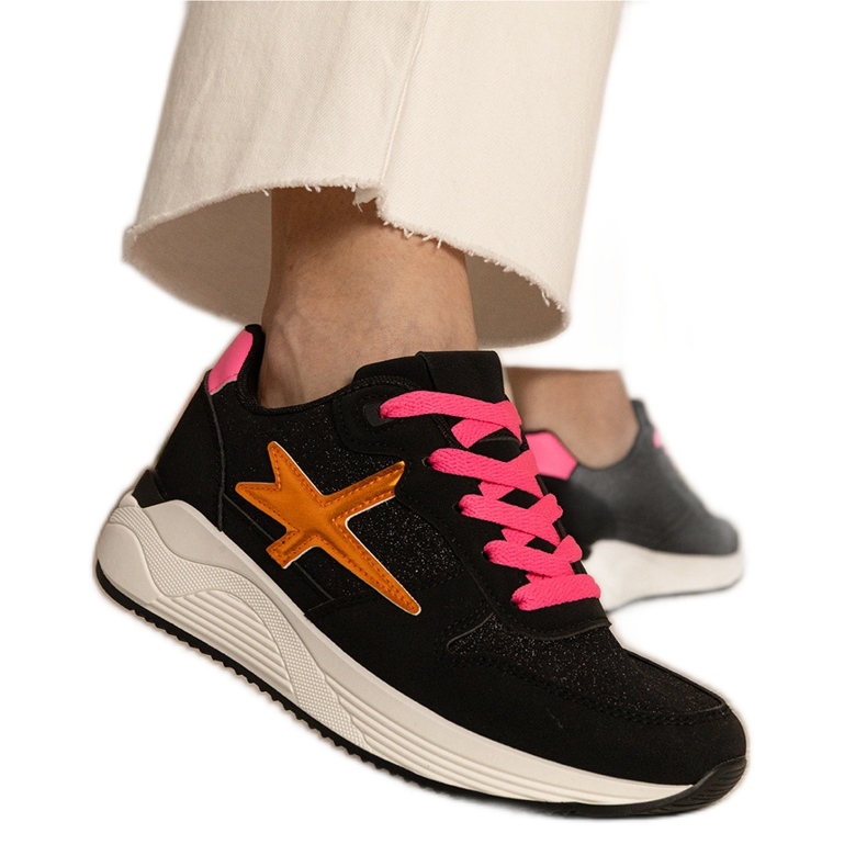 Crne tenisice ženske sportove sa sjajem crno