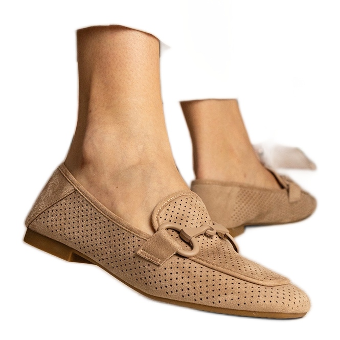 Smeđe ženske otvorene natikače s ukrasom smeđa