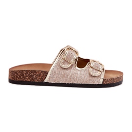 Ženski materijal lepršaju na plutaste platformu sa zlatnim kopčama