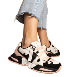 Ružičaste ženske tenisice s masivnim đonom crno