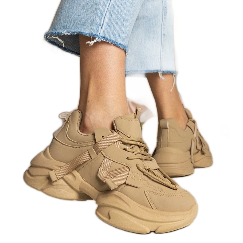 Smeđe ženske masivne sportske tenisice smeđa