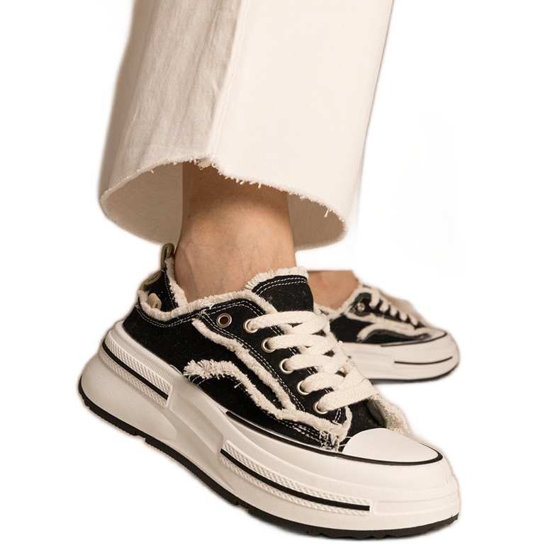 Crne ženske tenisice na visokom potplatu crno