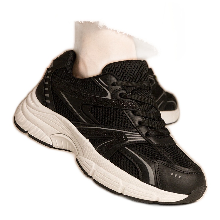 Crne tenisice ženske sportove sa sjajem crno