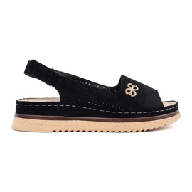 Goodin Otvorene meke crne sandale s ukrasom crna