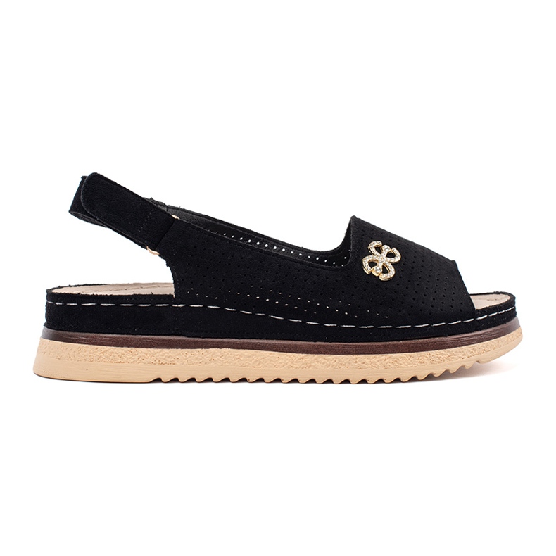 Goodin Otvorene meke crne sandale s ukrasom crno