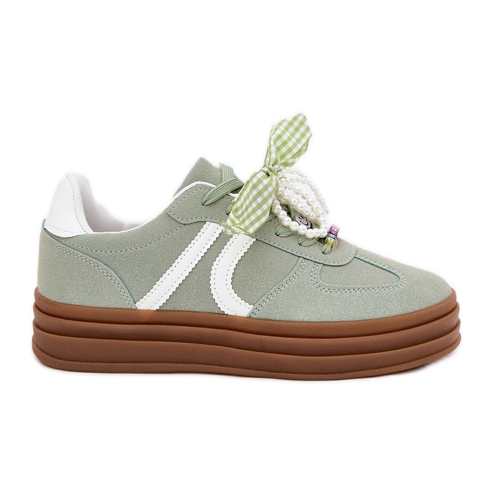 Ženske tenisice na platformi sa zelenim ukrasima zelena