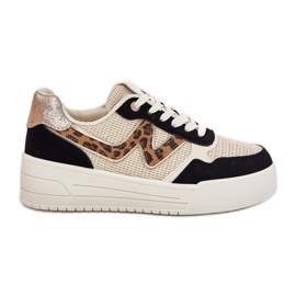 Ženske sportske cipele na platformi leopard print crno