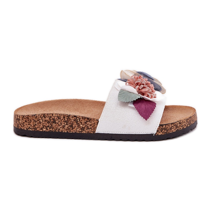 Ženski klip s cvijećem na plutanoj platformi bijelo bijela