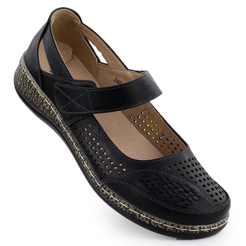 Ženske cipele za Velcro Black Unisoft 7026 crno
