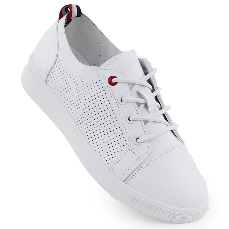 Sportske cipele tenisice s Eco -leather Openwork White Potocki PY1633 bijela