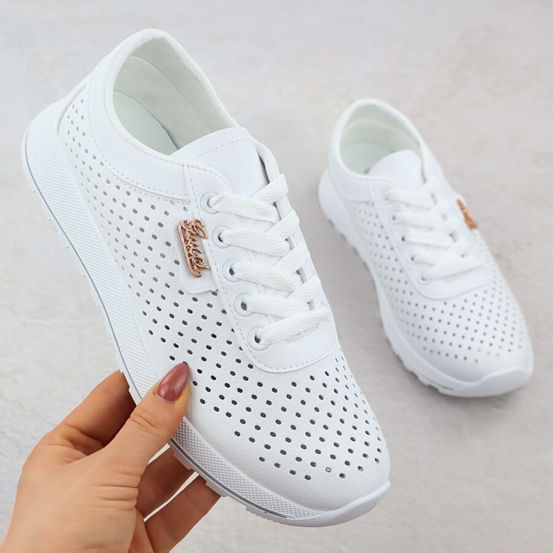 Ženske otvorene sportske pumpe na platformi White Potocki PY16346 bijela