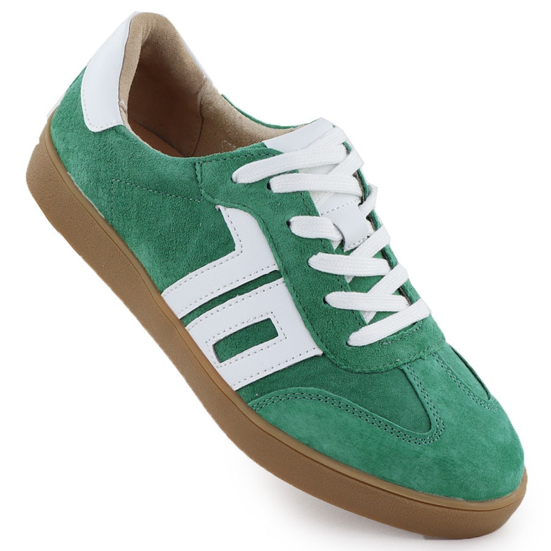 Kožne sportske cipele Suede Green Vinceza 79517 zelena