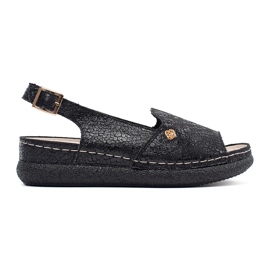 Goodin Crne sandale s kožnim uloškom crna