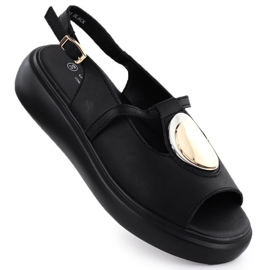 S.Barski Ženske kožne sandale na platformi carne S. Barski GR51-603 crna