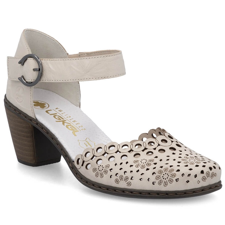 Ženske kožne sandale na Rieker 40902-60 bež post