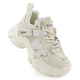 Kožne tenisice na gustom potplatu ženskog bež goe rr2n4051