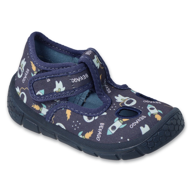 Befado tamnoplave dječje papuče s čičkom 630P018 Soft-B plava