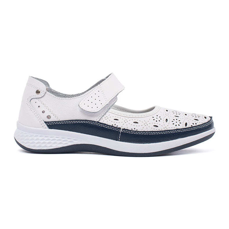 Goodin Ispuštene bijele i mornarsko plave kožne sandale bijela