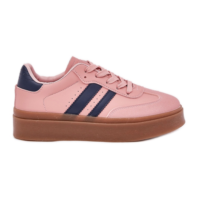 Ženske tenisice na platformi s eko kožom ružičastom ružičasta