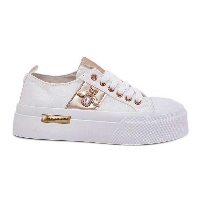 Ženske tenisice na platformi s ukrasnim detaljima bijelim bijela