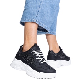 Crne ženske tenisice sa sjajnim umetcima crna