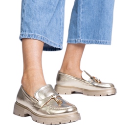 Zlatne elegantne natikače s eko -odlazom s ukrasom zlatni