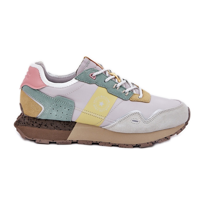 Ženske tenisice za antilop Big Star RR274244 Hi-poljski sivo-žuti sustav siva