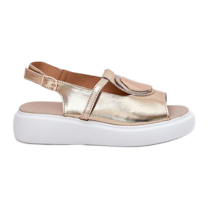 Kožne elegantne ženske sandale S.Barski Gr51-603 Zlotys zlatna