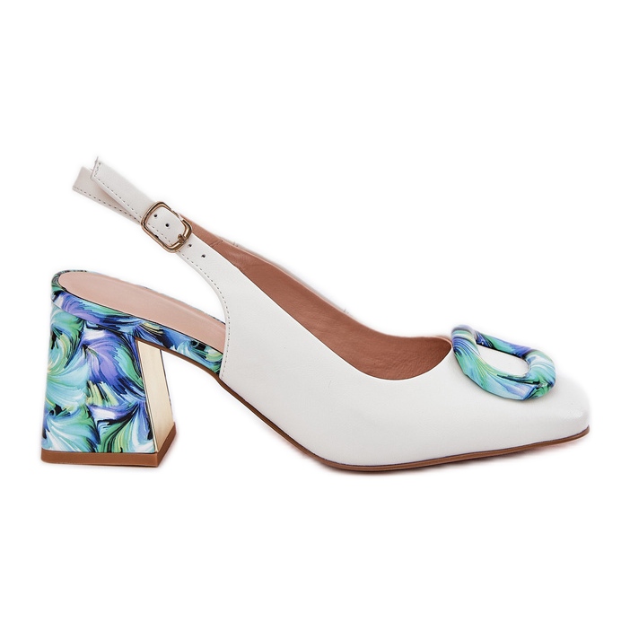 S.Barski Ženske kožne sandale na bijelom postolju D&amp;A CR51-002 bijela