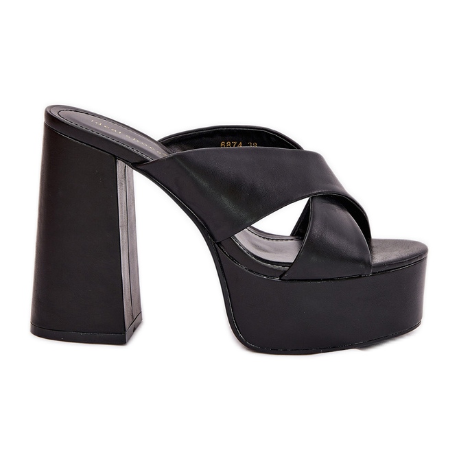 Ženske papuče na platformi i stup crni crno