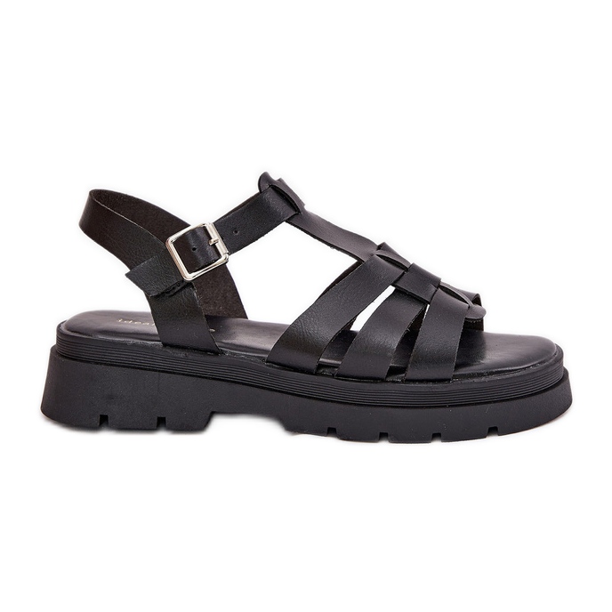 Eko kožne ženske sandale na platformi crne crno