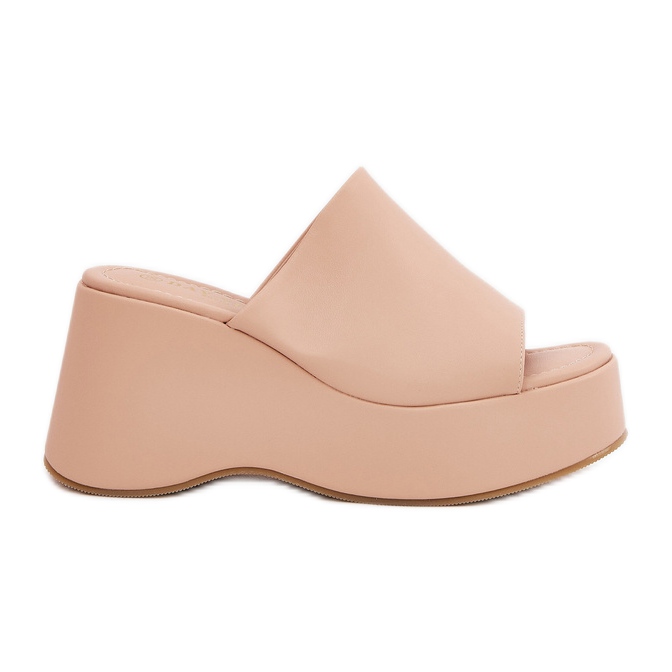 Eko kožne ženske papuče na platformi i bež klinovi