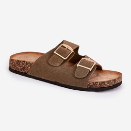 Ženski prelepozi na plutaj platformi sa zlatnim kopčama zeleni zelena