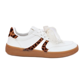 Niske ženske tenisice s čipkastim bijelim leopardovim otiskom bijela