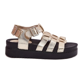 Ženske sandale na platformi sa zlatnim kopčama