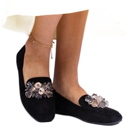 Crni natikači ukrašeni kristalima crna