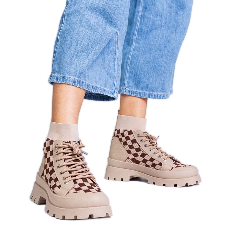 Smeđe tenisice čizama na platformi smeđa