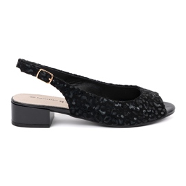 Goodin Crne sandale s niskim udjelom s leopardovim otiskom crna