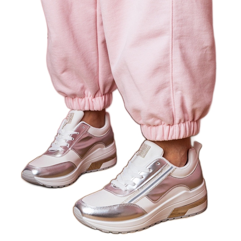 Bijele tenisice s cirkonima i metalik umetanje bijela