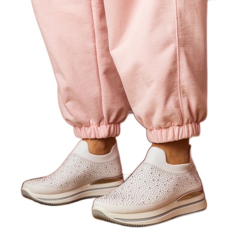 Tenisice bijelih žena na platformi s cirkonima bijela