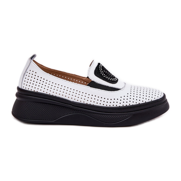 Ženske otvorene kožne kože na platformi i Vinceza 79522 Bijeli klinovi bijela