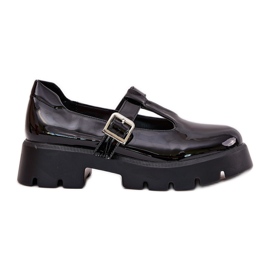 Oslikane ženske cipele s stezaljkom na platformi i ravnim potpeticama crne crna