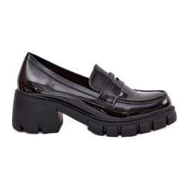 Oslikane ženske cipele na masivnoj crnoj peti crna