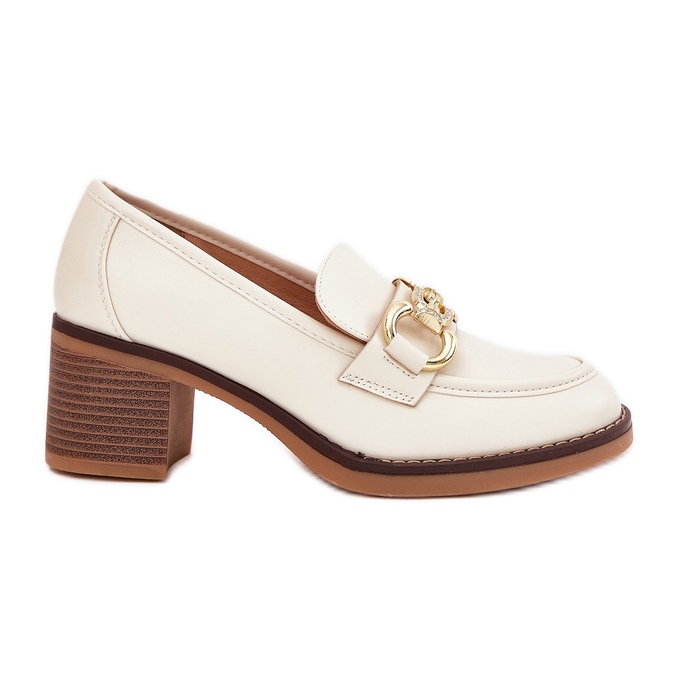 Ženske cipele sa zlatnim detaljima s bež petama