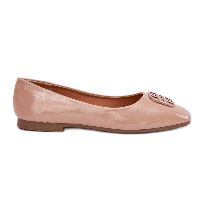 Oslikane elegantne ženske balerine s ukrasnim Vinceza 17377 bež detalj