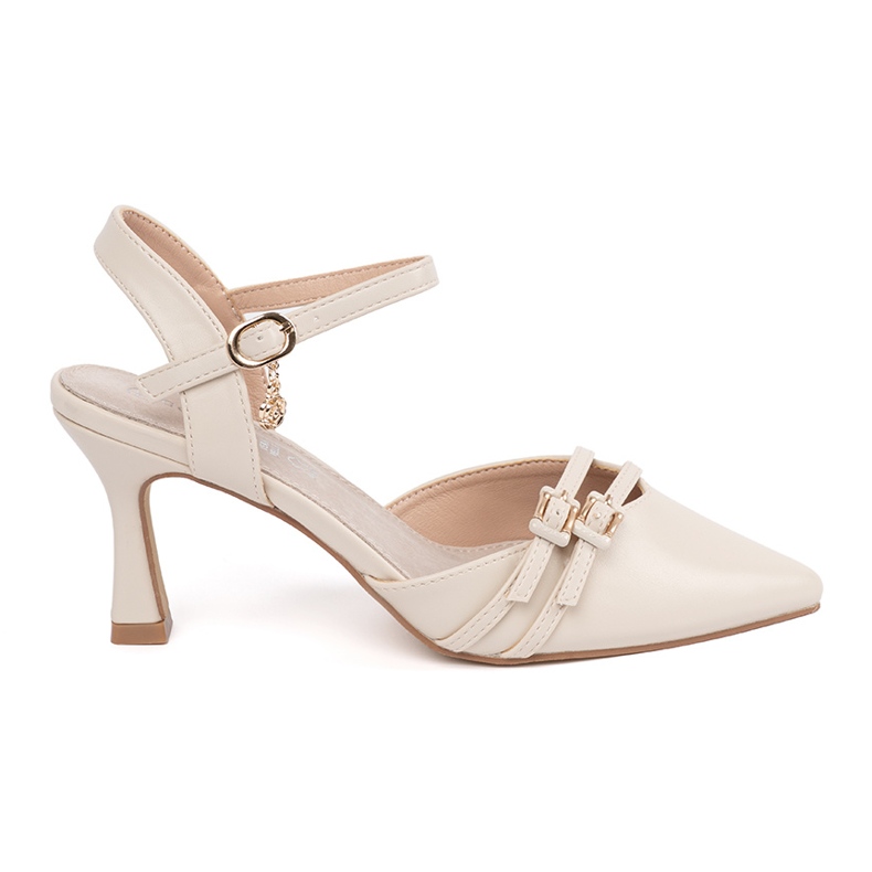 Goodin Lagane bež pumpe s otvorenom petom