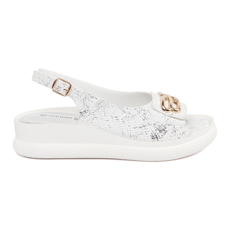 Goodin Ravne sandale bijele s ukrasom bijela