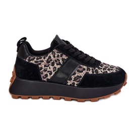 Ženske tenisice za antilop na platformi Leopard Vinceza 66793 Black crna
