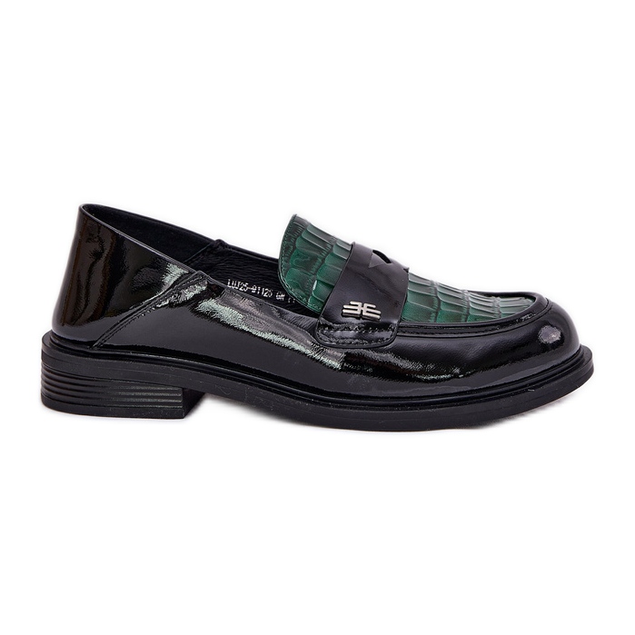 Oslikane Vinceza ženske kože Moccasins 91125 Green-Black crno