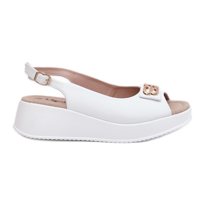 S.Barski Ženske kožne sandale s ukrasnim detaljima S. Barski LR51-593 White bijela